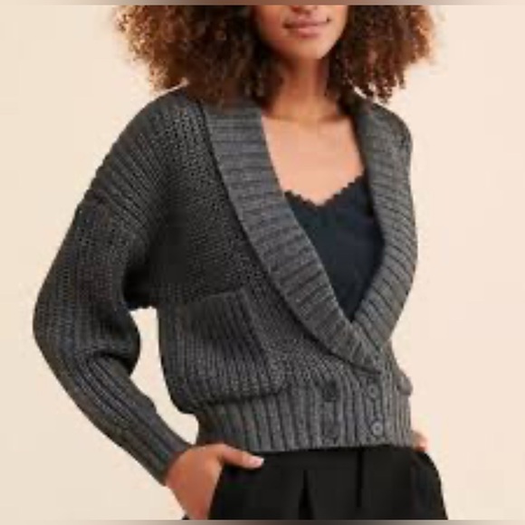 Anthropologie Sweaters - Anthropologie Deep V Cardigan in Charcoal
